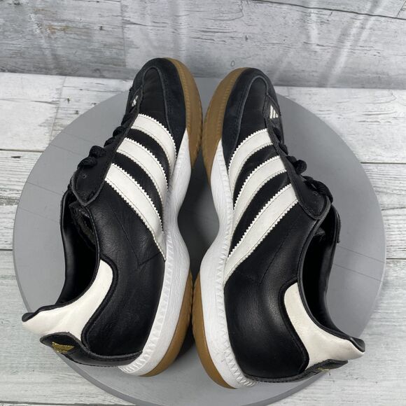 adidas Samba Black Leather Shoes with White Stripes - Picture 9 of 13